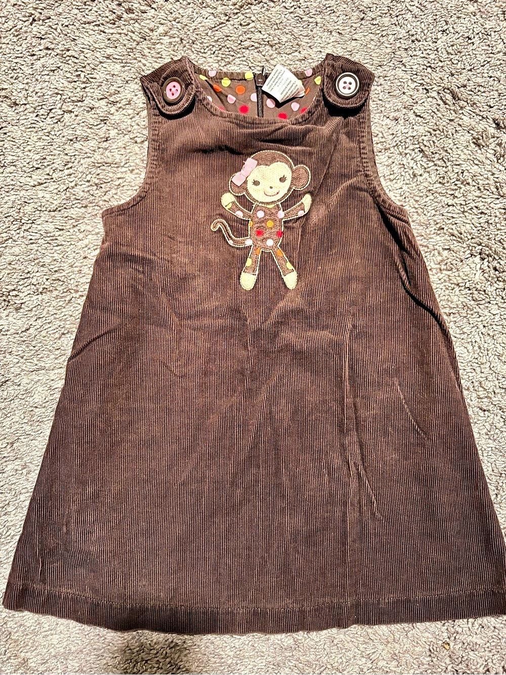Vintage Gymboree Monkey Corduroy Jumper Girls 2T